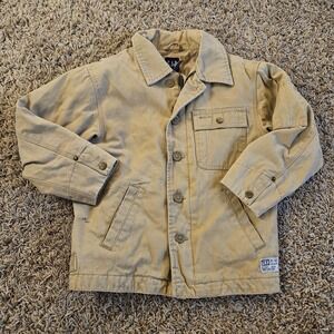 Gap Utility Field Jacket Boys Size S (5-6) Brown Button Up Pockets Collared